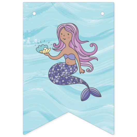 タンスキンパープルマーメイドザシー誕生日 バンティングフラッグ (第16の旗)