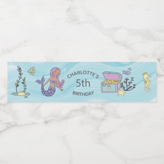 タンスキンパープルマーメイド誕生日 ペットボトルラベル (シングルラベル)