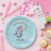 タンスキンパープルマーメイド誕生日 ペーパープレート (パーティー)