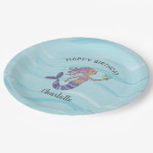 タンスキンパープルマーメイド誕生日 ペーパープレート (アングル)