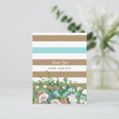 タンスタイリッシュとアクアのフローラとストライプありがとう ポストカード (スタンド正面)
