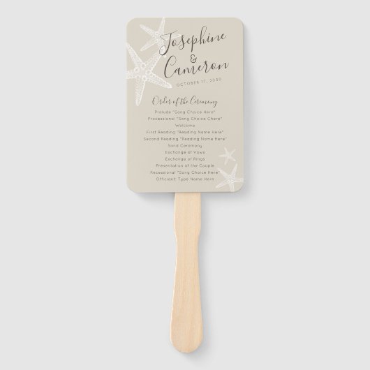 タンスターフィッシュビーチ結婚式プログラムファン ハンドファン (正面)