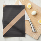 タンストライプとブラックの三角形 キッチンタオル (四つ折り)