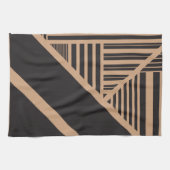 タンストライプとブラックの三角形 キッチンタオル (横)
