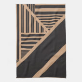 タンストライプとブラックの三角形 キッチンタオル (縦)