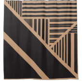 タンストライプとブラックの三角形 シャワーカーテン (正面)