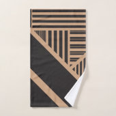 タンストライプとブラックの三角形 バスタオルセット (ハンドタオル)