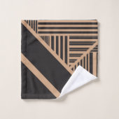 タンストライプとブラックの三角形 バスタオルセット (ウォッシュタオル)