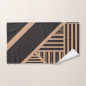 タンストライプとブラックの三角形 バスタオルセット (ハンドタオル)