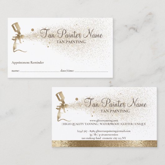 タンスプレーきらめく金ゴールドアポイントメント 名刺 (正面/裏面)