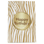 タンゼブラストライプカスタム文字 ミディアムペーパーバッグ (正面)