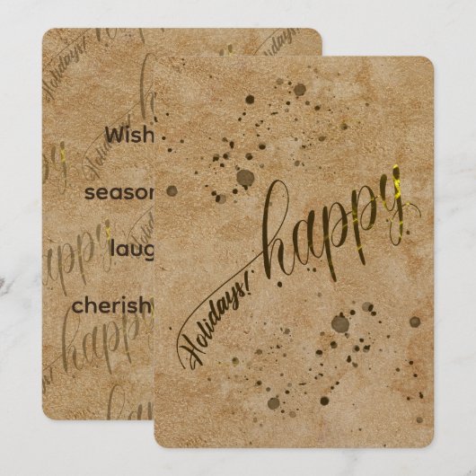 タンチャモイスレザープリントフラットホリデーカード シーズンカード (正面/裏面)