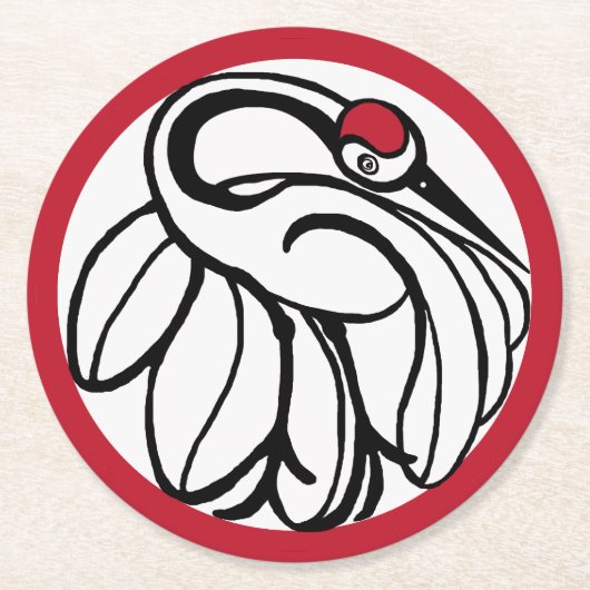 タンチョク日本のレーン ラウンドペーパーコースター (正面)