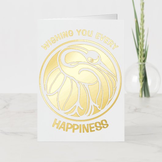 タンチョク日本のレーン 箔グリーティングカード (正面)