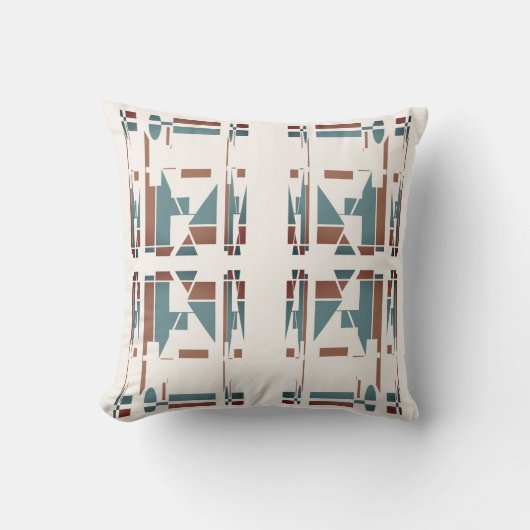 タンティール（緑がかった色）ブルーホワイトサウスウエストルックラージモザイク クッション (正面)