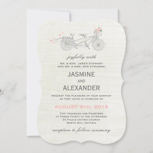 タンデムお洒落自転車-結婚式招待状 招待状 (正面)