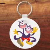 タンデムウォークキーチェーンの単眼猫 キーホルダー (正面)