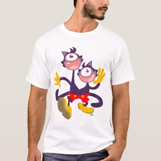 タンデムウォークTシャツに単眼猫 Tシャツ (正面)