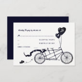 タンデムサイクリングロマンカジュアルチック結婚式RSVP 出欠カード (正面/裏面)