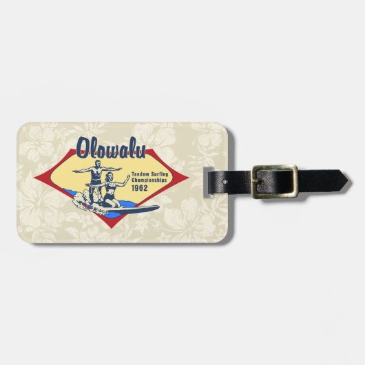 タンデムサーフィンのハワイのサーフボードの荷物のラベル ラゲッジタグ (正面横)