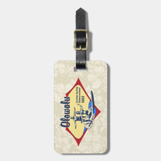 タンデムサーフィンのハワイのサーフボードの荷物のラベル ラゲッジタグ (正面縦)