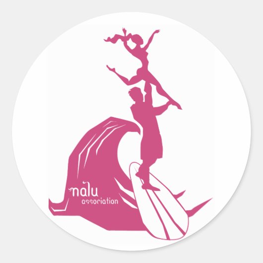 タンデムサーフィンステッカーピンキー ラウンドシール (正面)