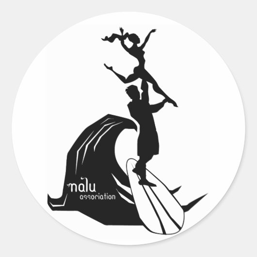 タンデムサーフィンステッカーブラック ラウンドシール (正面)