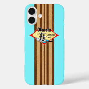 タンデムサーフィンハワイアンウフェイクッドアクアサーフボード iPhone 16 PLUSケース