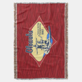 タンデムサーフィンハワイアンヴィンテージサーフデザイン スローブランケット (正面縦)