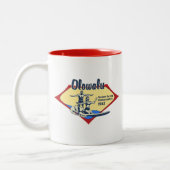 タンデムサーフィンハワイアンヴィンテージサーフデザイン ツートーンマグカップ (左)