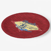 タンデムサーフィンハワイアンヴィンテージサーフデザイン ペーパープレート (アングル)