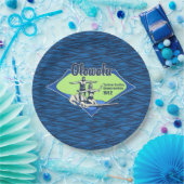 タンデムサーフィンハワイアンヴィンテージサーフデザイン ペーパープレート (パーティー)