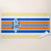 タンデムサーフィンハワイアンヴィンテージサーフ – 黄 ビーチタオル (正面)