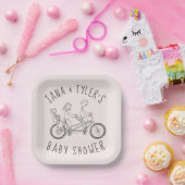 タンデムバイクにフィギュアを貼り付け、ベビーシート ペーパープレート (パーティー)