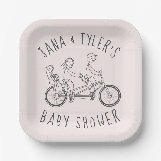 タンデムバイクにフィギュアを貼り付け、ベビーシート ペーパープレート (正面)