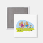 タンデムバイクに乗ったリス マグネット (正面/裏面)