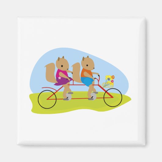 タンデムバイクに乗ったリス マグネット (正面)