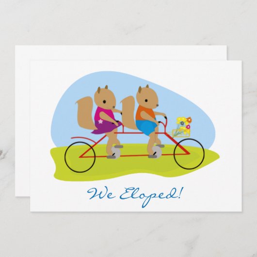 タンデムバイクのリス私達は駆け落ちしました 案内状 (正面/裏面)