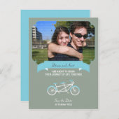 タンデムバイク（青/灰色）日付写真を保存 案内ポストカード (正面/裏面)