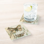 タンデムバタフライオーバーグリーン葉ズ ガラスコースター (アングル)