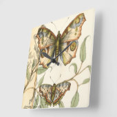 タンデムバタフライオーバーグリーン葉ズ スクエア壁時計 (傾斜)