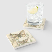 タンデムバタフライオーバーグリーン葉ズ ストーンコースター (横)