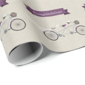 タンデムパープル結婚自転車の婚約プレゼント ラッピングペーパー (ロールコーナー)