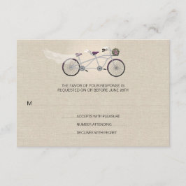 タンデムプラム結婚サイクルフェイクのリネンRSVP 出欠カード