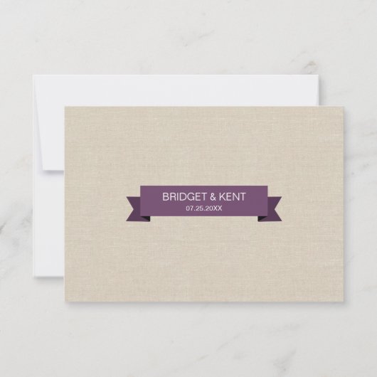 タンデムプラム結婚サイクルフェイクのリネンRSVP 出欠カード (裏面)