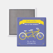 タンデムモダン自転車結婚の紫色が日付を保存 マグネット (正面/裏面)