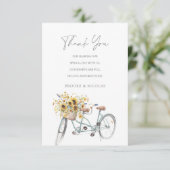 タンデム素朴自転車ひまわりウォーター結婚カラー サンキューカード (スタンド正面)