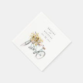 タンデム素朴自転車ひまわりウォーター結婚カラー スタンダードカクテルナプキン (角)