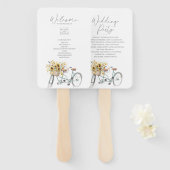 タンデム素朴自転車ひまわりウォーター結婚カラー ハンドファン (正面&裏面)