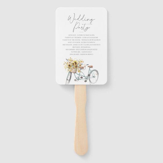 タンデム素朴自転車ひまわりウォーター結婚カラー ハンドファン (裏面)